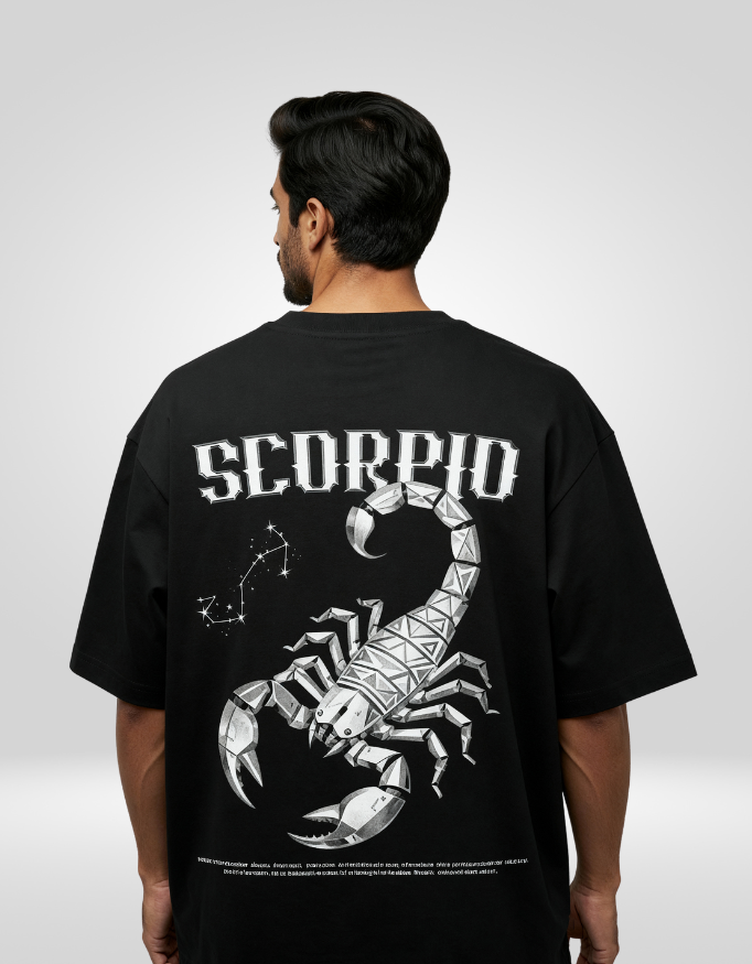 Scorpio Zodiac Sign Unisex Oversized T-Shirt | Black | 240 GSM Premium Cotton